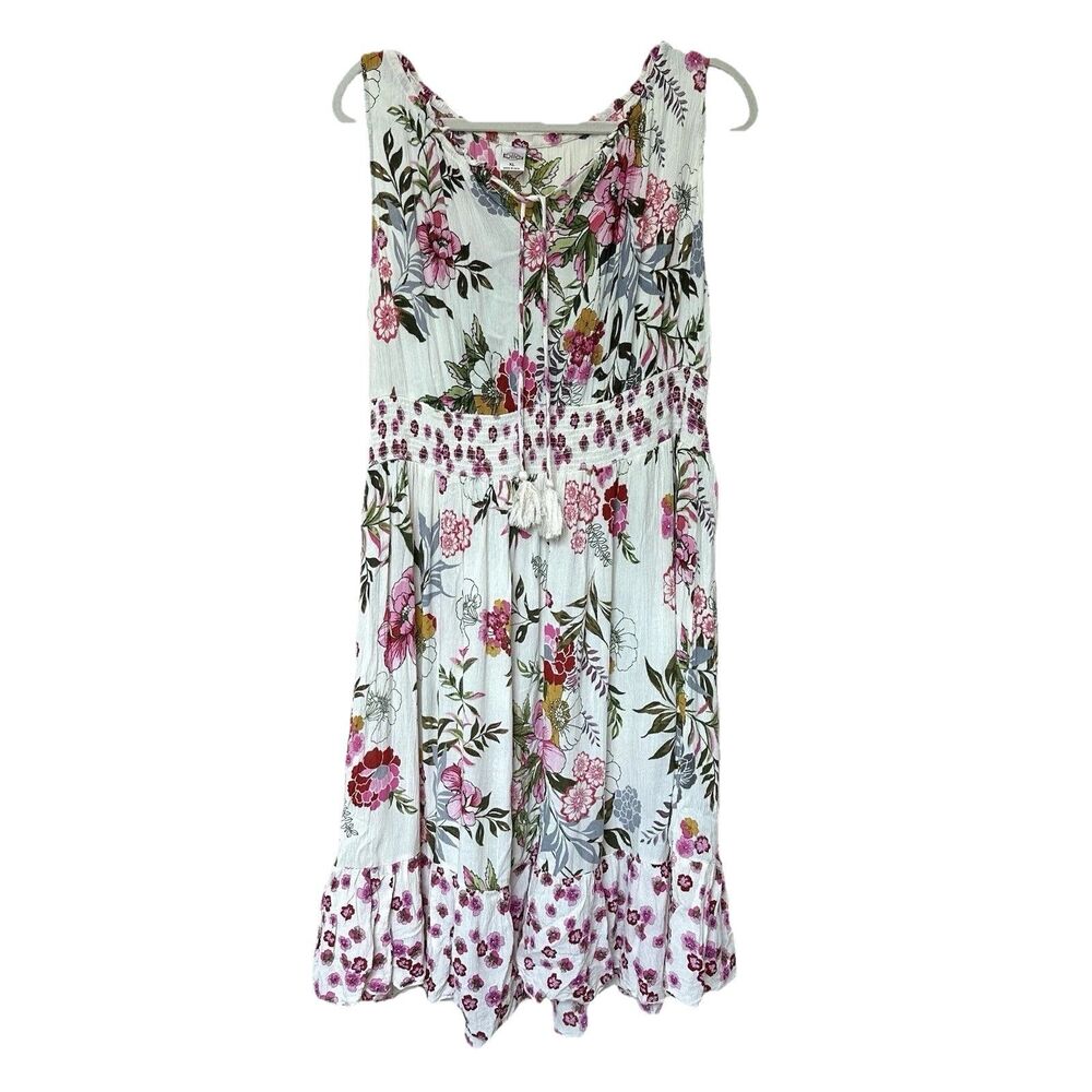 Bila Dress XL Midi Sleeveless Floral Gauzy Flowy Boho Fairy Ruffle Cottagecore